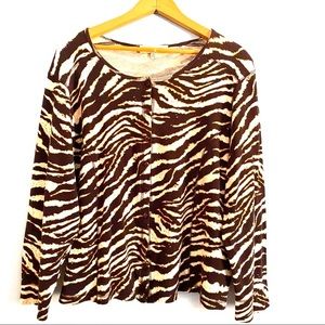 Jones New York Lightweight Zebra Print Cardigan